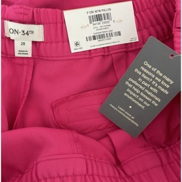 On 34th Solid Double-Weave Ankle Pants Fuchsia Purple Plus Size 2X NWT $69 - Picture 2 of 5